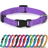 Joytale small dog collar purple XS closeup shows soft nylon for comfort
