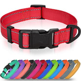 Joytale small dog collar red with reflective stitching for night visibility.