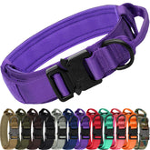 Joytale tactical dog collar with handle in purple for secure control during training.