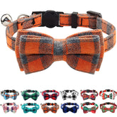 Joytale upgraded cat collar plaid orange with adjustable neck for daily wear.