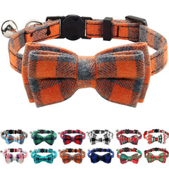 Joytale upgraded cat collar plaid orange with adjustable neck for daily wear.