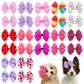 JpGdn 24-piece big dog hair bows pack with random patterns for stylish pet looks.