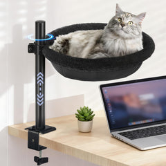 JSLIN Cat Desk Bed assembly demonstrates quick tool-free setup for clutter-free workspace