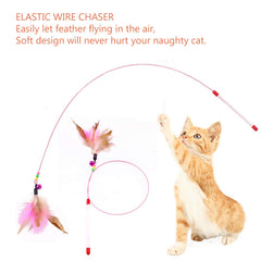 JTQXX cat feather toy in action demonstrating chasing and exercise