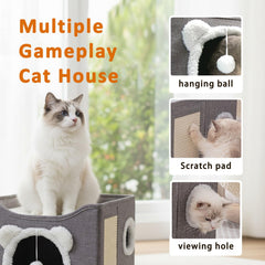 JUDERWOO cat house enclosed cave provides a secure hideaway for shy cats.
