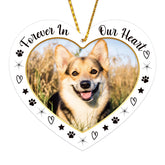 JUESMOS dog memorial ornament front view with paw prints for remembrance.