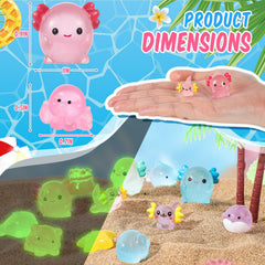 Juexica mini ocean resin axolotl figure glowing at night for DIY crafts