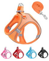 JUFOO XXXS orange soft mesh harness for daily walks with comfort.