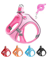 JUFOO XXXS pink soft mesh harness on a small dog for comfortable daily walks.