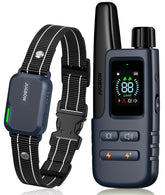 Jugbow dog shock collar remote demonstrates a long-range training tool for recall indoors and outdoors.
