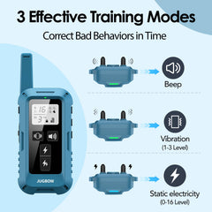 Jugbow e-collar four-dog system shows wide 4200 ft range for outdoor training.