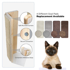 Jugglenaut couch corner scratching post replaceable pad visible; keeps pads fresh without replacing the whole post.