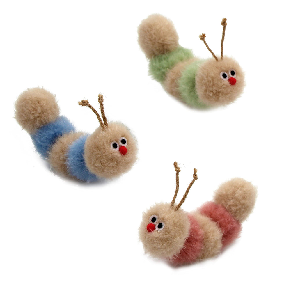 Jumpaws interactive catnip toy caterpillar with rattle for engaging indoor play.