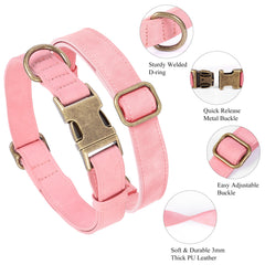 Jumpress soft leather dog collar pink buckle closeup showing quick-release ease