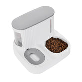 Junbec-Pet cat feeder grey front view shows compact 2-in-1 layout for space saving.