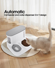 Junbec-Pet cat feeder grey top lid emphasizing dry-food preservation and spill prevention.