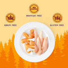 Jungle Calling rawhide-free chews with calcium bone surface indicating safe dental-friendly treats