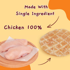 Jungle Calling chicken chips close-up reveals crunchy texture that dogs enjoy.