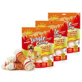 Jungle Calling chicken-wrap knotted bone chew for large dogs supports training focus.