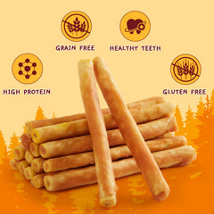 Jungle Calling collagen sticks chicken-flavor chews entice dogs during treats