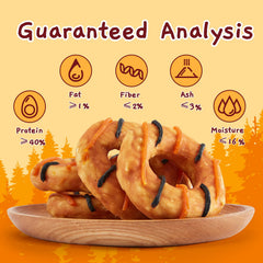 Jungle Calling dog treats chicken-wrap closeup highlights protein-rich snack for meal-time reward