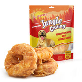 Donas de piel cruda Jungle Calling envase frontal, conserva frescura y sabor para perros