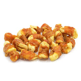 Grapa de Jungle Calling con bocaditos de pollo sin piel envueltos en manzana para perros, snack sabroso.