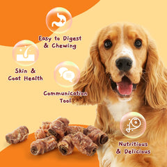 Jungle Calling rawhide-free dog snacks in a bowl, a safer chew option for dogs.