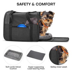 JUNGYOON Premium Cat Carrier collapsible bowl included for convenient hydration on trips.