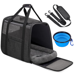 JUNGYOON Premium Cat Carrier top view demonstrates airline-approved design for travel.