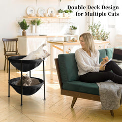 JUNSPOW cat bed adjustable feet close-up, stable setup.