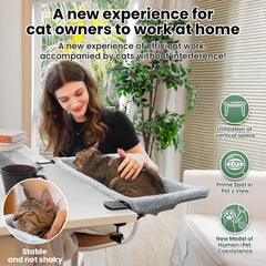 JUNSPOW cat desk bed double-clamp for anti-shake stability during work.