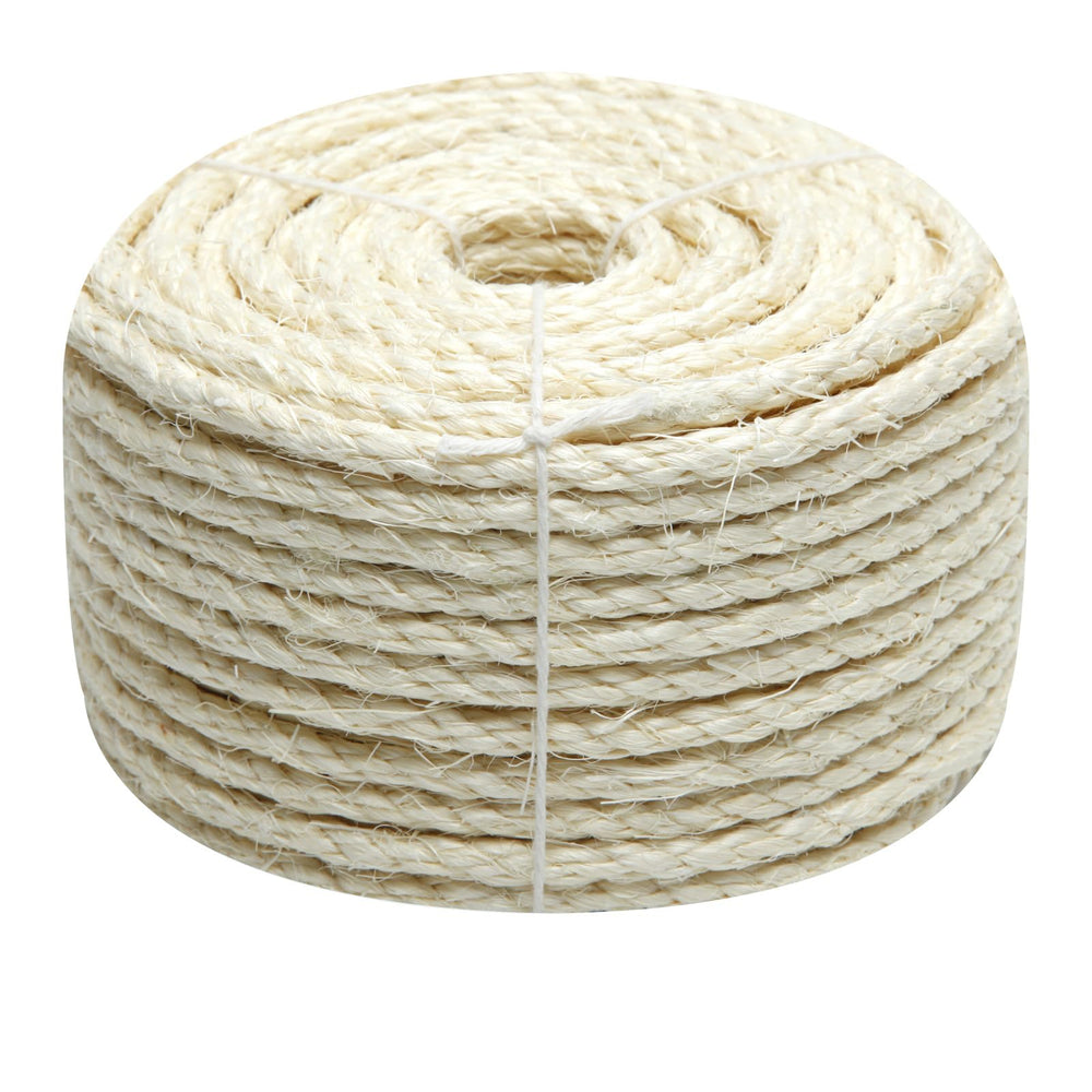 Juomid natural sisal rope close-up on cat tree showing scratch-friendly texture.