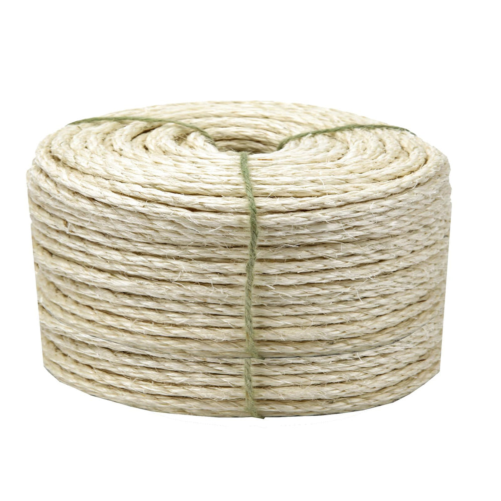 Juomid white sisal rope 3mm 50m close-up highlighting rough scratching surface for cats.