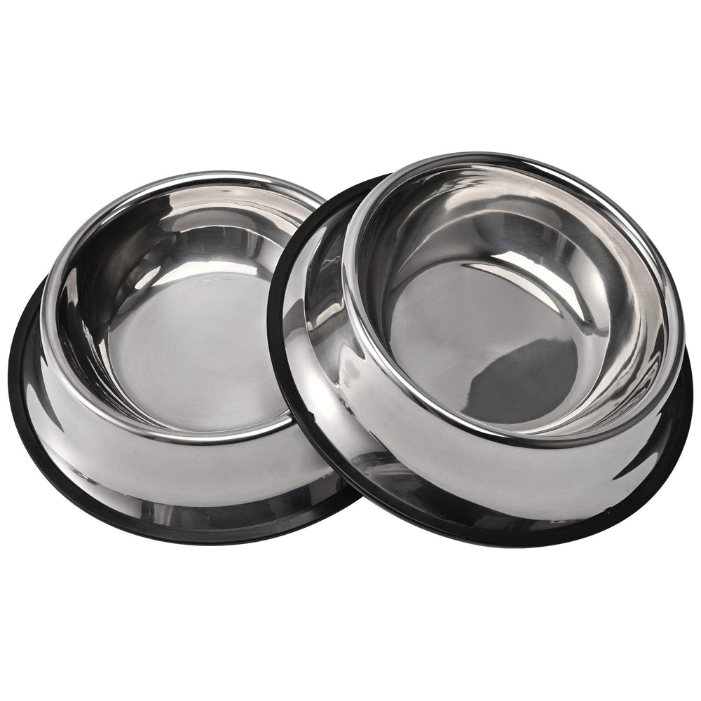 Juqiboom dog bowl pair in stainless steel offers stable feeding setup.