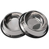 Juqiboom dog bowl pair in stainless steel offers stable feeding setup.