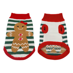 Just Jolly dog sweater Gingerbread girl pattern for festive holiday photos.