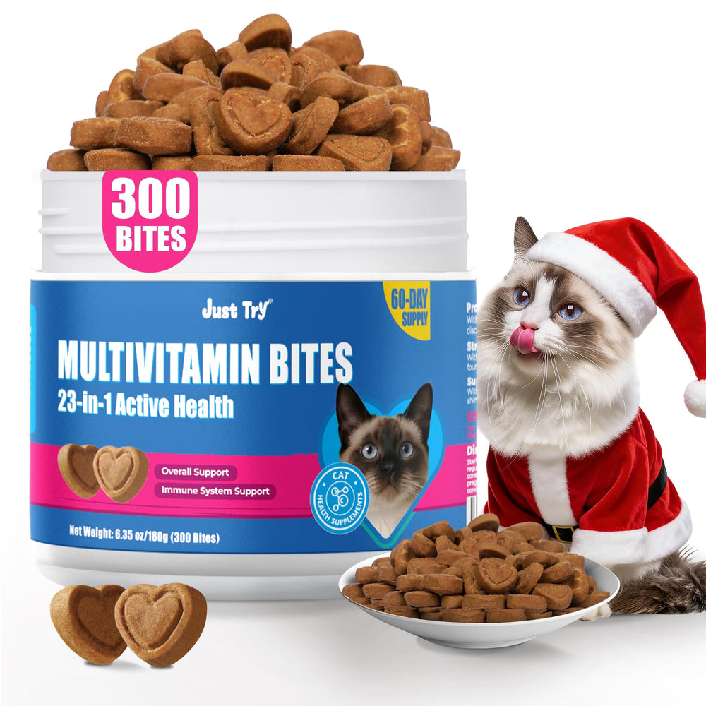 Just Try 23-in-1 taurine cat vitamins jar label for overall vitality