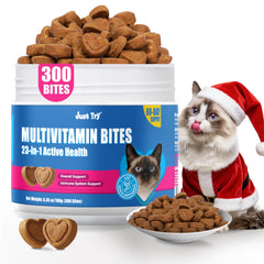 Just Try 23-in-1 taurine cat vitamins jar label for overall vitality