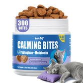 Just Try calming cat treats jar visualizing long-lasting relaxation for anxious cats