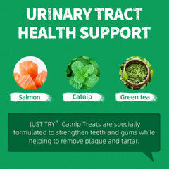 Just Try real-salmon-chicken treats flavor-forward closeup supports tasty snacking for active cats.
