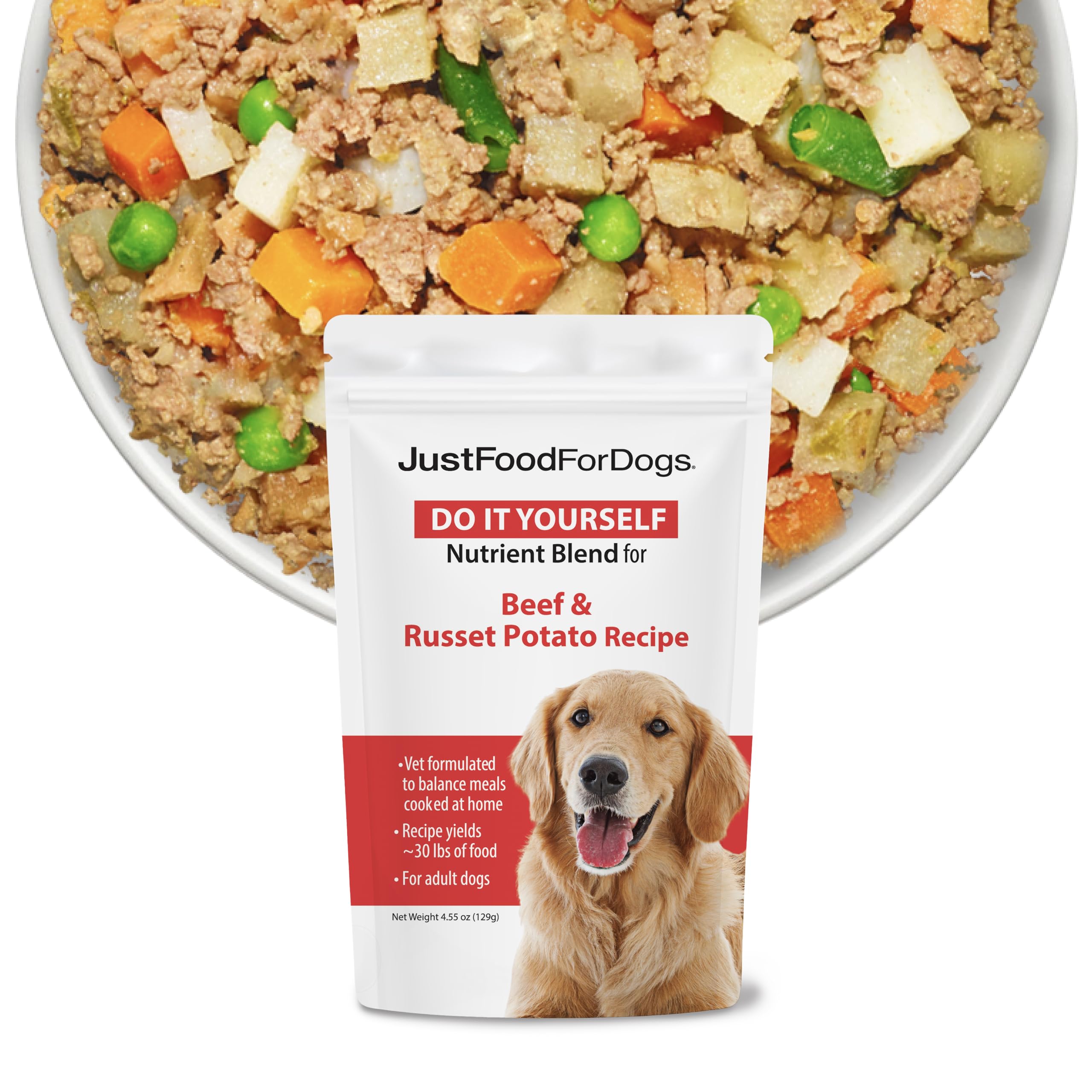 JustFoodForDogs DIY Nutrient Blend For Beef Russet Potato 4 55oz JustFoodForDogs DIY Nutrient Blend For Beef Russet Potato 4 55oz