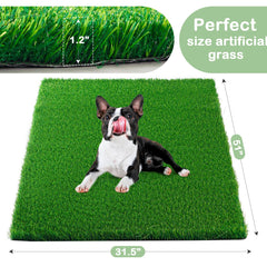 JUSTYEZI dog grass pad outdoors shows weather-ready surface for patio potty.