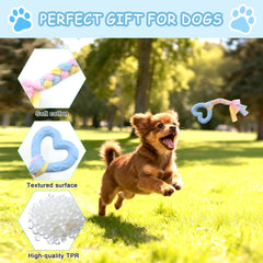 Juxiamal puppy teething toy heart blue with varied textures for chewing relief