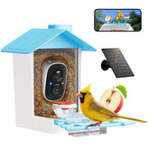 Juzjuly smart bird feeder camera with solar panel enables nonstop outdoor monitoring.
