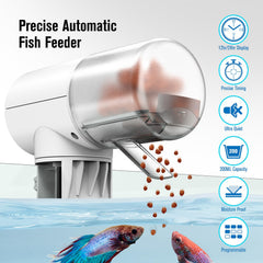 JuzPetz feeder showing programmable schedule setup for feeding times.