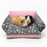 JVVGPET Guinea Pig Sofa Bed front view shows cozy fleece comfort for relaxed naps.