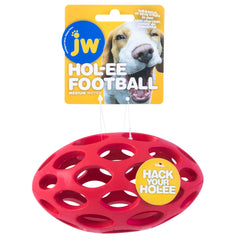JW Hol-ee Football Dog Toy with open puzzle design for mental stimulation