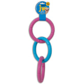JW Pet interactive rubber tug toy setup showing durable rings for tug play