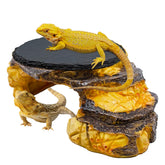 JWIZYOTR Bearded Dragon Basking Platform top view highlights heat-storage slate for daytime warmth